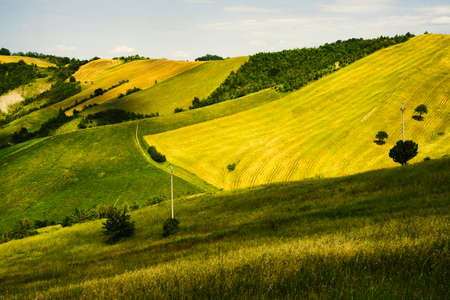 Country landscape along the road from Sassuolo to Serramazzoni, Modena province, Emilia-Romagna,...