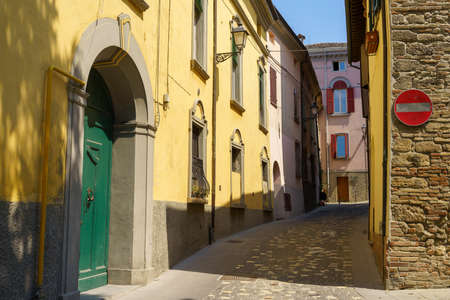 Bertinoro, Forli Cesena province, Emilia-Romagna, Italy: old typical streetの写真素材