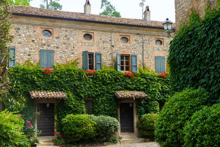 Rivalta Trebbia, Piacenza province, Emilia-Romagna, Italy: exterior of historic villaのeditorial素材