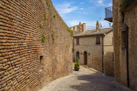 Corinaldo, Ancona province, Marche, Italy: medieval city surrounded by walls. A streetの写真素材