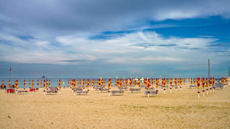Civitanova Marche, Macerata province, Italy: the beach at springtime (June)の写真素材