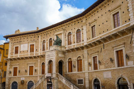 Fermo, Marche, Italy: old buildings in the historic cityの写真素材