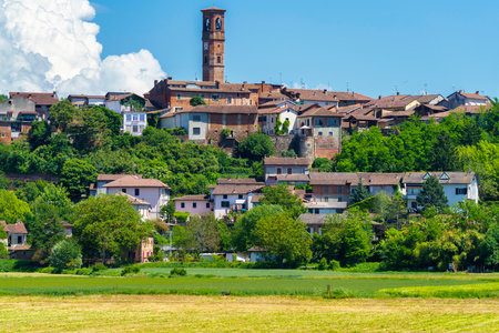 View of Capriata d Orba, old town in Monferrato, Alessandria province, Piedmont, Italyのeditorial素材