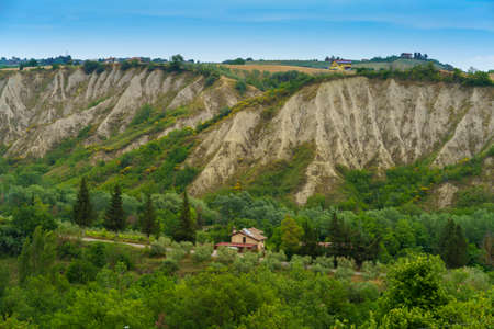 Rural landscape near Appignano del Tronto, in Ascoli Piceno province, Marche, Italy, at springtime