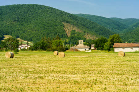 Rural landscape along the road from Norcia to Cittareale, Perugia province, Umbria, Italy, at...