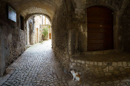 Santo Stefano di Sessanio, medieval village in the Gran Sasso Natural Park, L Aquila province, Abruzzo, Italyの写真素材