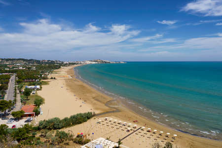 Beach at Vieste, Gargano, Foggia province, Apulia, Italy, in Juneの写真素材