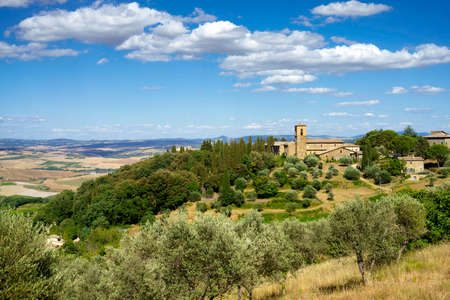 Rural landscape near Montalcino, Siena province, Tuscany, Italy, at summer.の写真素材