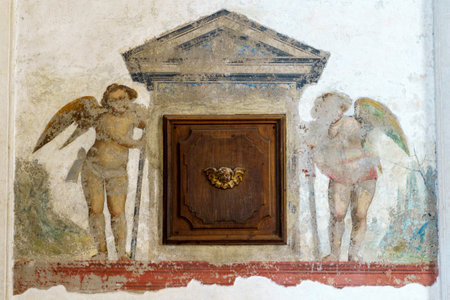 Milan, Lombardy, Italy: painting in the Santa Maria delle Grazie churchの写真素材