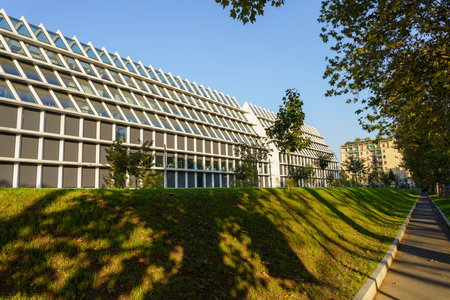Milan, Lombardy, Italy: the modern Feltrinelli building along the Pasternak promenadeのeditorial素材
