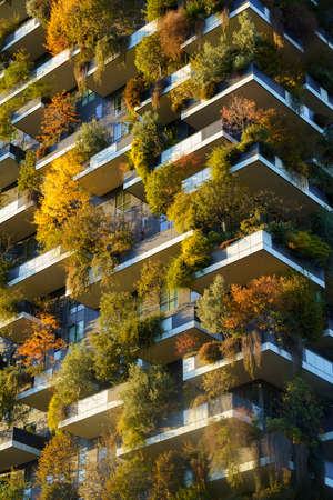 Milan, Lombardy, Italy: modern residential buildings known as Bosco Verticaleのeditorial素材