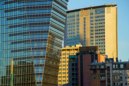 Milan, Lombardy, Italy: modern buildings at Porta Nuovaのeditorial素材