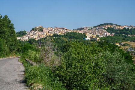 View of Stigliano, historic town in Potenza province, Basilicata, Italyの写真素材