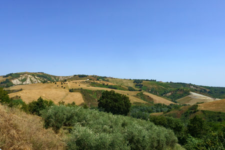 Country landscape at summer along the road from Penne to Teramo, Abruzzo, Italy