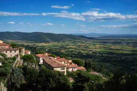 Historic buildings of Cortona, in Arezzo province, Tuscany, Italyの写真素材