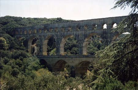 Pont du Gard, Roman bridge in Occitanie region, Franceの写真素材