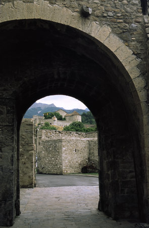 Colmars, historic town in the Alpes de Haute Provence, Provence-Alpes-Cote d'Azur, Franceの写真素材