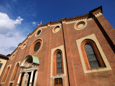 Exterior of Santa Maria delle Grazie church in Milan, Lombardy, Italyの写真素材