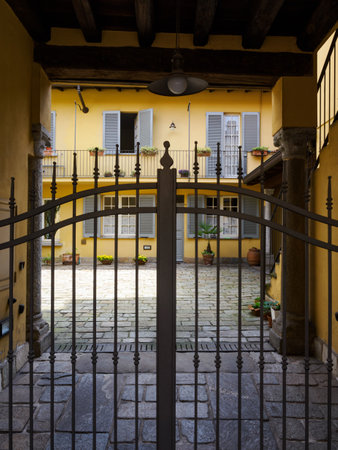 Old buildings of Carate Brianza, Lombardy, Italy: entryway of house along via Dante Cesanaの写真素材