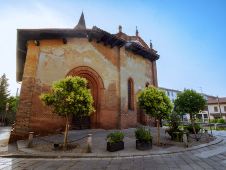 Milan, Lombardy, Italy: facade of San Cristoforo church, along the Naviglio Grandeの写真素材