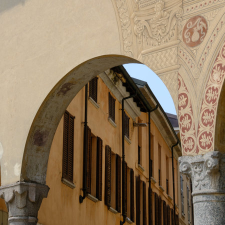 Historic buildings in Piazza Ducale of Vigevano, Pavia, Lombardy, Italy