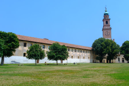 Historic castle of Vigevano, Pavia, Lombardy, Italyの写真素材