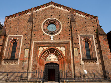 Medieval San Lorenzo church, cathedral of Mortara, Pavia, Lombardy, Italyの写真素材