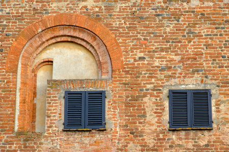 Historic castle of Cozzo in Lomellina, Pavia, Lombardy, Italyの写真素材