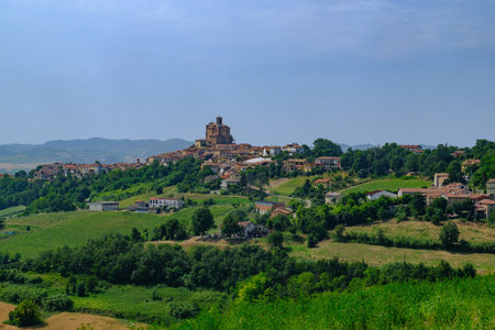 Rural landscape near Casale Monferrato and Ozzano, Alessandria province, Piedmont, Italy. View of Trevilleの写真素材