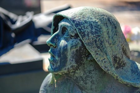 The historic cemetery known as Cimitero Monumentale, Milan, Lombardy, Italy: a tombの写真素材