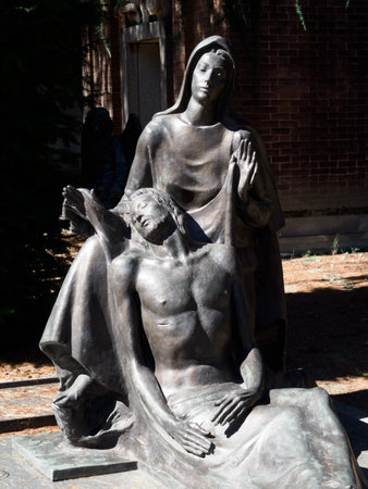 The historic cemetery known as Cimitero Monumentale, Milan, Lombardy, Italy: a tombの写真素材
