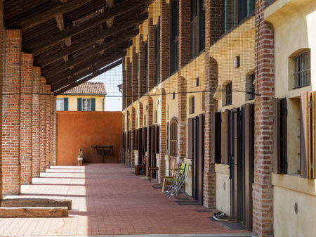 Cascina Santa Marta, historic farmhouse in Zibido San Giacomo, Milan, province, Lombardy, Italyの写真素材