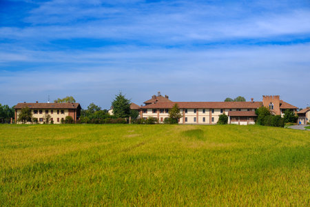 Cascina Santa Marta, historic farmhouse in Zibido San Giacomo, Milan, province, Lombardy, Italyの写真素材