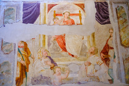 San Giacomo church in Zibido San Giacomo, Milan province, Lombardy, Italy: interiorの写真素材
