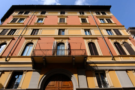 Residential building along via Paolo Sarpi in Milan, Lombardy, Italyの写真素材