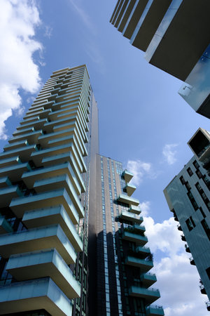 Modern buildings at Porta Nuova, Milan, Lombardy, Italyの写真素材