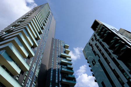 Modern buildings at Porta Nuova, Milan, Lombardy, Italyの写真素材