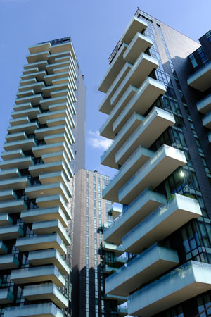 Modern buildings at Porta Nuova, Milan, Lombardy, Italyの写真素材