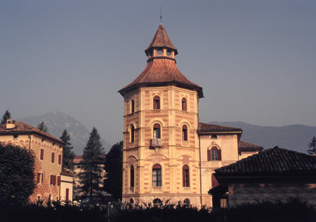 Historic building in Vigo Lomaso, Trento province, Trentino-Alto Adige, Italyの写真素材