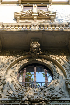 Old residential building along Corso Sempione in Milan, Lombardy, Italyの写真素材