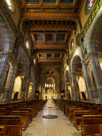 Interior of Corpus Domini church along via Mario Pagano in Milan, Lombardy, Italyの写真素材
