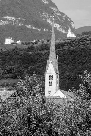 Egna, a historic village in Bolzano province, Trentino-Alto Adige, Italyの写真素材
