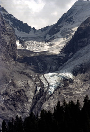 Mountain landscape along the road to Stelvio pass, Bolzano province, Trentino-Alto Adige, Italy, at summerの写真素材