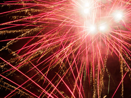 Fireworks for the New Year along via Piero della Francesca in Milan, Lombardy, Italy