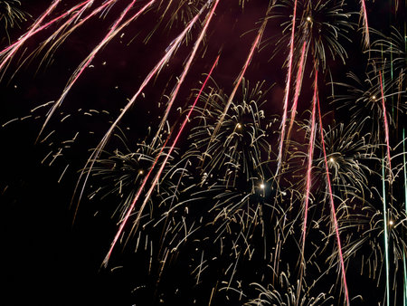 Fireworks for the New Year along via Piero della Francesca in Milan, Lombardy, Italy
