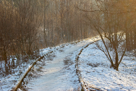 Abandoned railway on a winter day