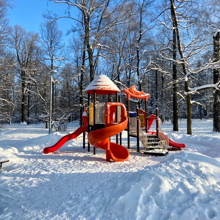 Playground in the winter park