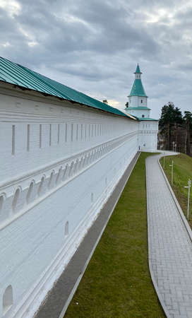 White walls of New Jerusalem Monastery in Russiaの写真素材