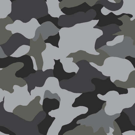 Texture military camouflage repeats seamless Vector Pattern For fabric, background, wallpaper and others. Classic clothing print. Abstract monochrome seamless Vector camouflage pattern.のイラスト素材
