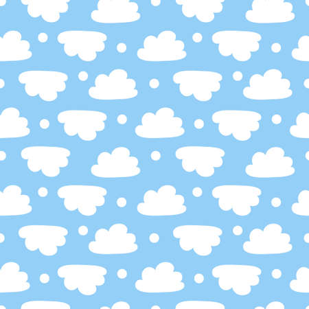 Clouded Seamless vector pattern isolated on sky blue background.のイラスト素材
